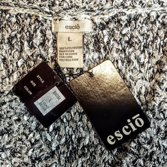 Escio Nubby Knit Hi-Lo Fishnet Sleeve Sweater NWT - Picture 4 of 5